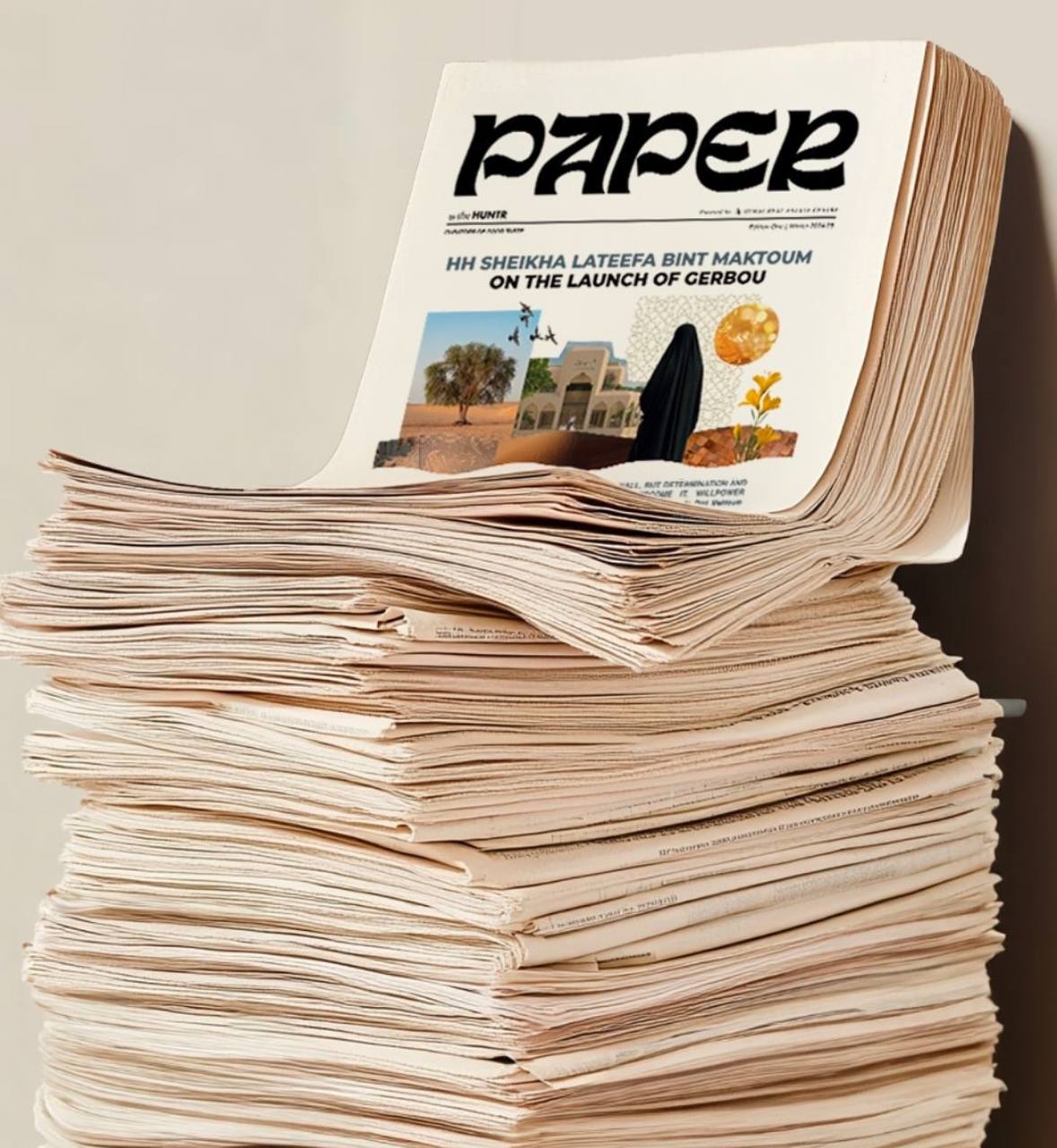 A stack of PAPER by The HUNTR newspapers featuring Enso Design Lab™ in the ‘Meet the Makers’ section.