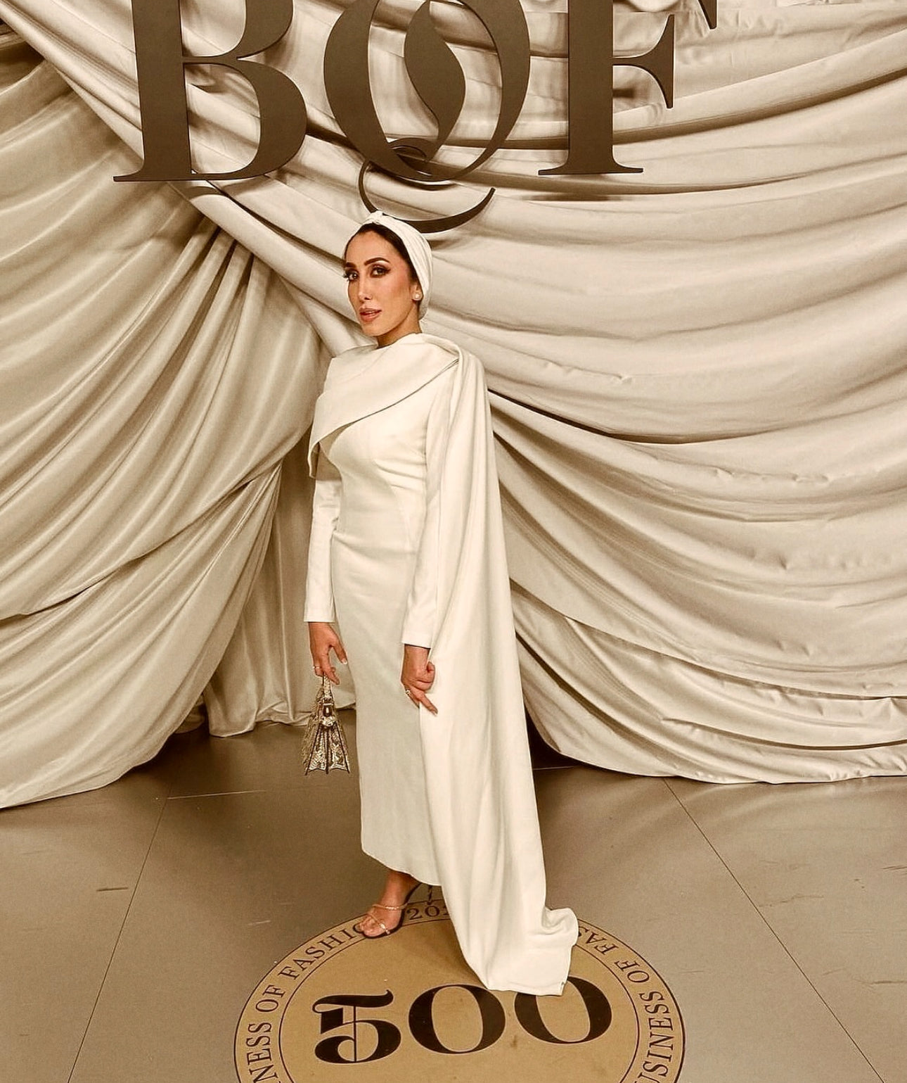 Khadija Al Bastaki at a fashion event, representing Dubai Design District d3 – a creative and innovative hub connecting local talent with international brands.