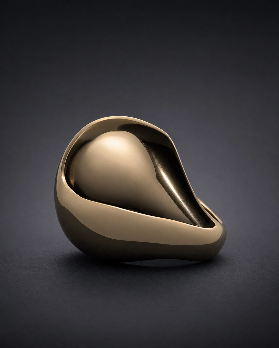 Sculptural brass dome ring with polished finish, Enso Design Lab