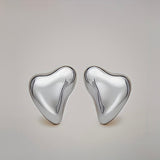 Flow Heart Earrings ( Silver )