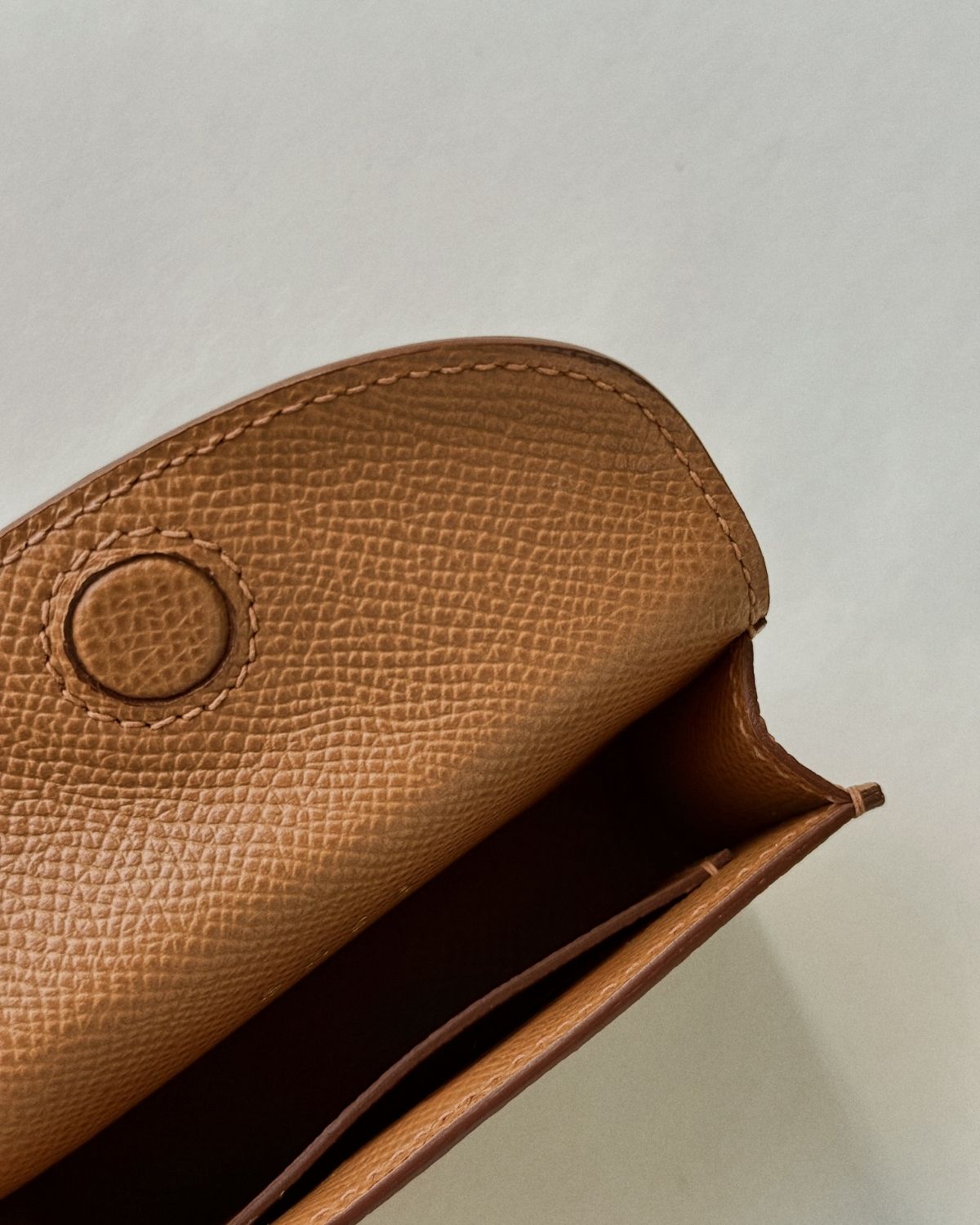 Interior detail of Ava Belt’s cardholder pouch, embodying the ‘Celebrate Life’ ethos in a minimal, thoughtful form.