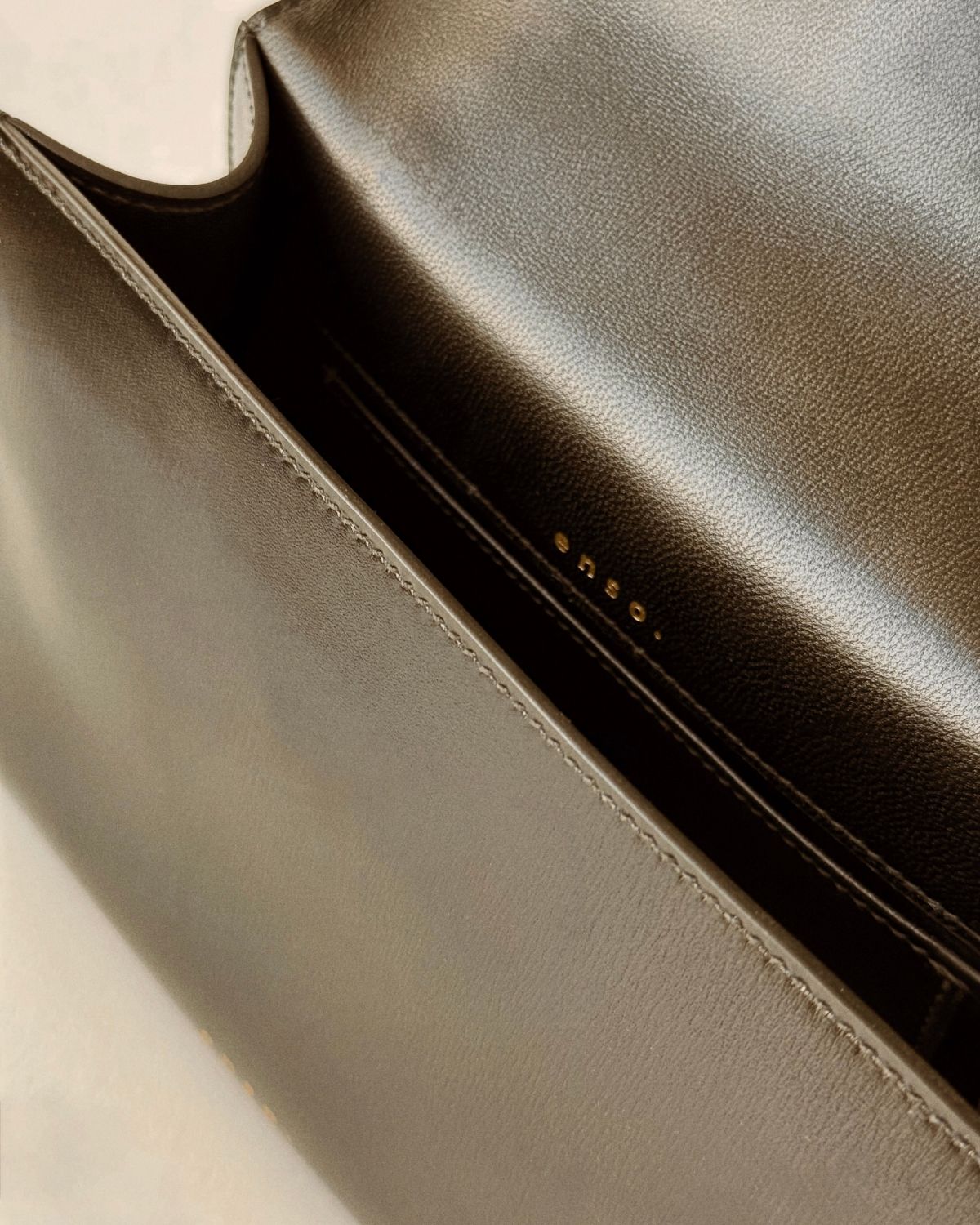 Interior view of the Essence Bag, soft natural leather lining embodying ‘Celebrate Life’ in tactile simplicity.