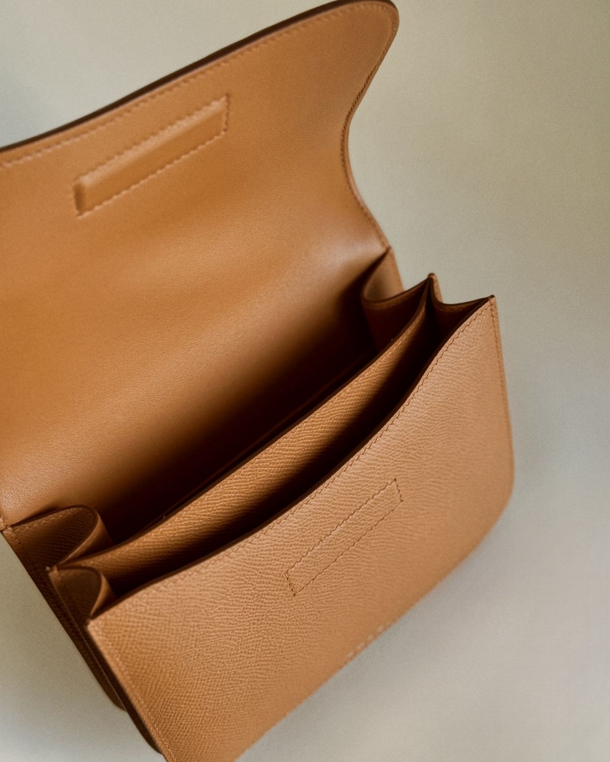 Interior detail of the Ava Bag, softly lined, embracing the ‘Celebrate Life’ ethos in elegant simplicity.