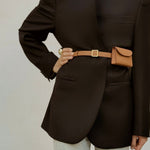 Ava Belt worn as a chic belt bag, versatile design inspired by quiet luxury aesthetics guided by Ani Han.