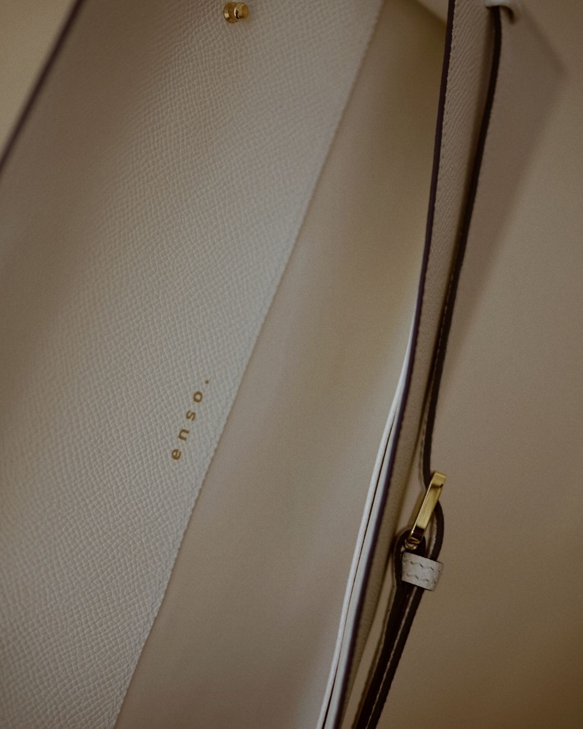 Interior detail of the Tori Bag by Enso Design Lab™, soft lining reflecting a ‘Celebrate Life’ ethos and gentle sophistication.