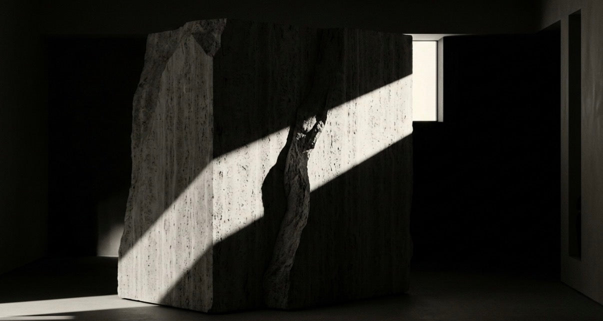 "Enso Design Lab minimalist architectural detail with natural stone texture"