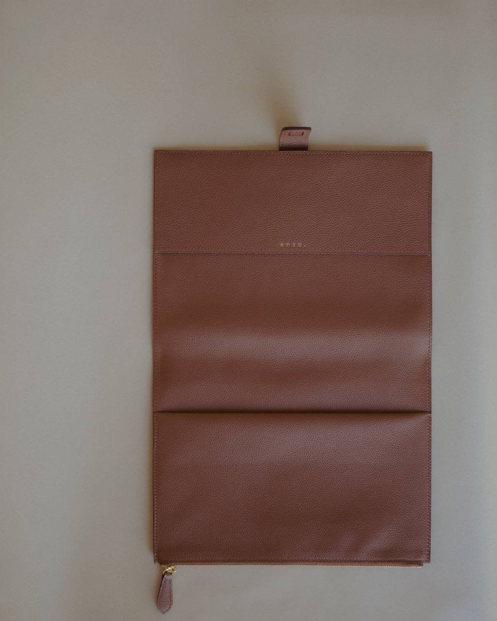 Top view of the Golden Brown Organizer Case by Enso Design Lab™, crafted for elegance and practicality.