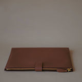 Elegant Leather Organizer Case in Golden Brown Pebbled Leather, designed for seamless organization and style.