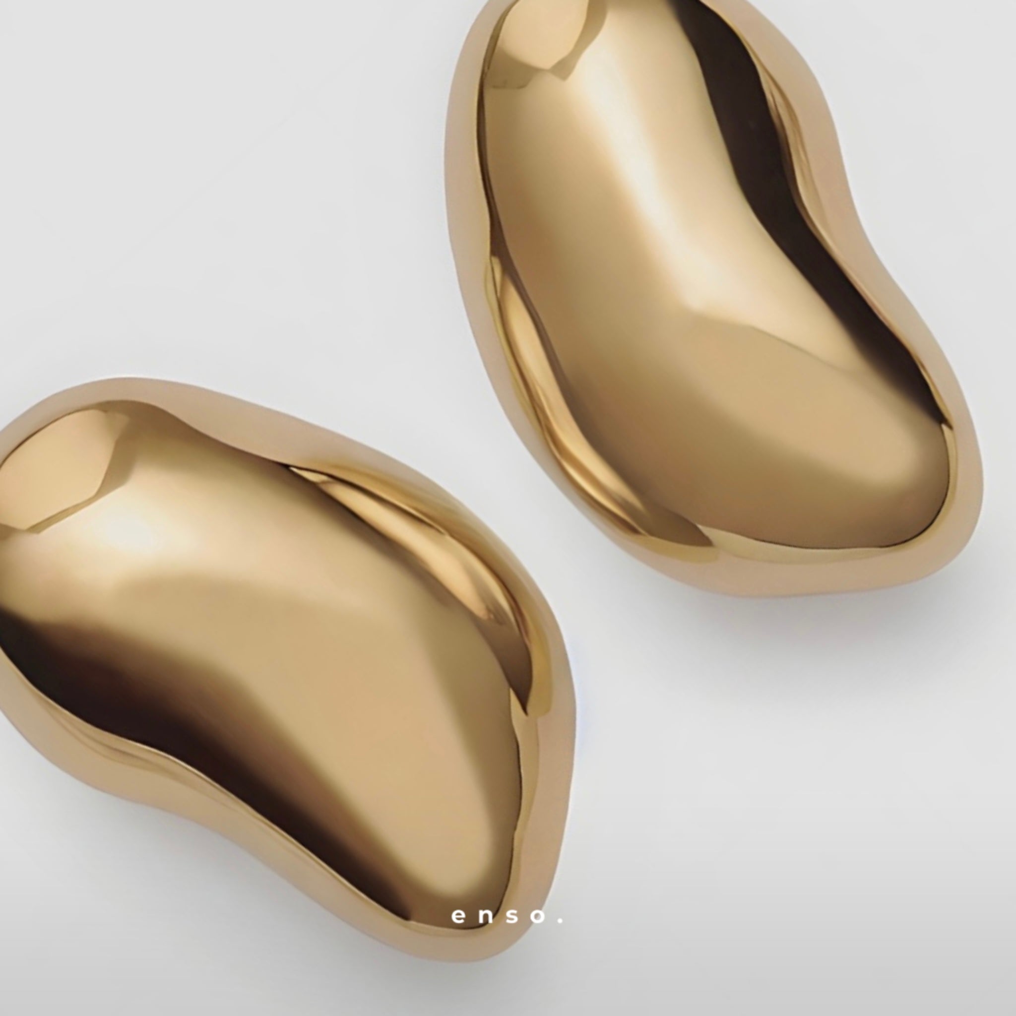 Flow - Bean Earrings by Enso Design Lab™ with 18k gold plating, 50 mm in length and 30 mm in width, stylish and lightweight.