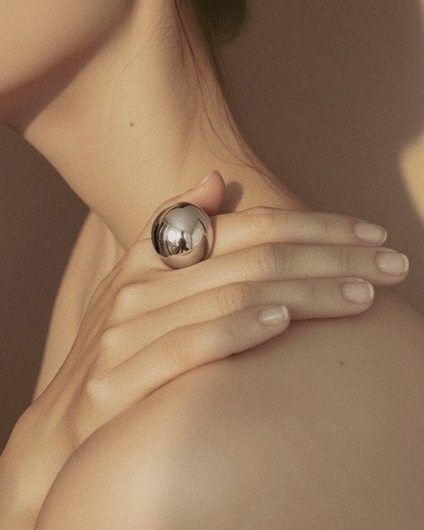 Flow Ring in silver finish — sculptural brass ring by Enso Design Lab