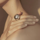 Flow Ring in silver finish — sculptural brass ring by Enso Design Lab